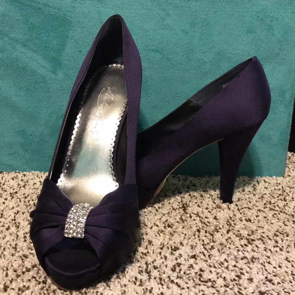 4inch purple peep toe pumps